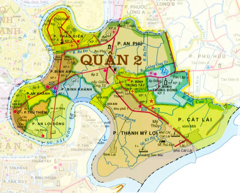 Bản đồ hành chính quận 2 TPHCM