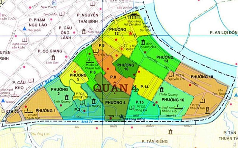 Bản đồ hành chính quận 4, TPHCM