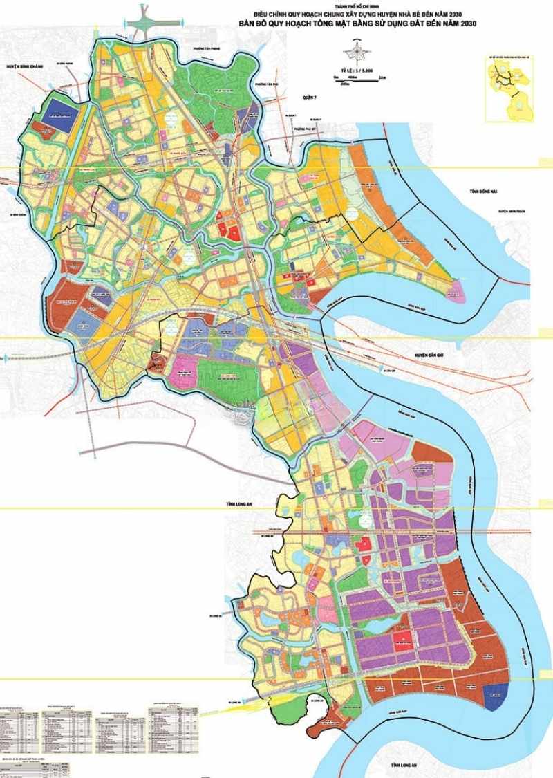 Bản đồ quy hoạch tổng mặt bằng sử dụng đất huyện Nhà Bè đến năm 2030