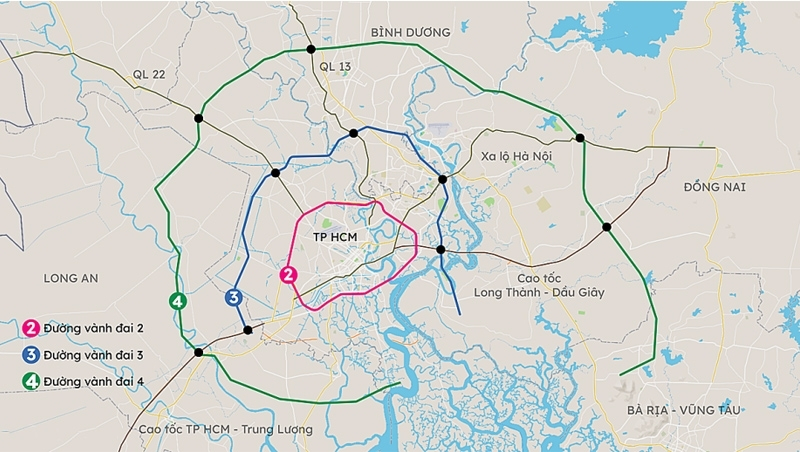 Bản đồ quy hoạch Vành đai 4 TP.HCM và các tỉnh vệ tinh