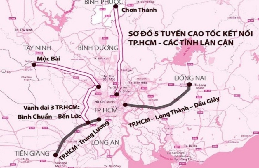 Sơ đồ hoặc bản đồ dự án đường cao tốc TP HCM - Thủ Dầu Một - Chơn Thành qua tỉnh Bình Phước