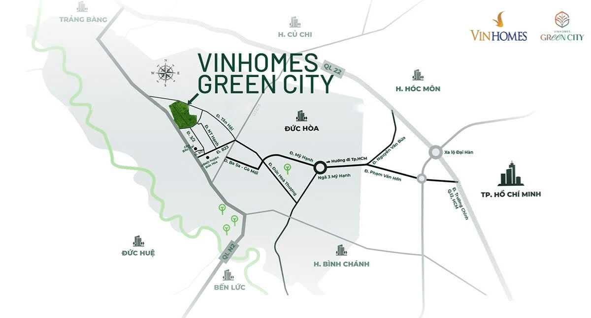 Vị trí kết nối vùng của Vinhomes Green City – Vinhomes Hậu Nghĩa