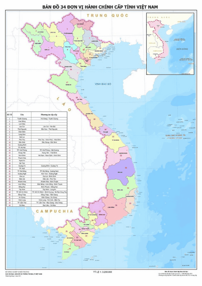 Cập Nhật Bản Đồ 34 Tỉnh Thành Mới Nhất Việt Nam Năm 2025 3 Bản đồ 34 đơn vị hành chính cấp tỉnh