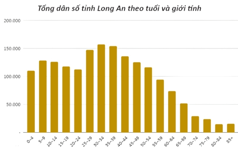 Dân số Long An theo độ tuổi và giới tính